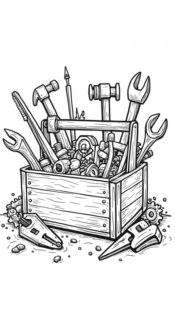 coloriage de boîte à outils